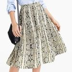 J.Crew Snakeskin Pleated A Line Silhouette Flowy Lined Midi Skirt 2 Cream Brown Photo 0