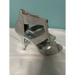 Silver Slipper Sparkle Heels Front Zipper 7 Women's Reflective Heels S Photo 2