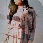 Silk Ellie Makir 100% Silk Printed Floral Midi Dress Medium Green Photo 0