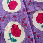 Glentex Silk Scarf Hand Rolled Korea Beauty Beast Roses Pink Purple 34" x 31.5" Photo 4