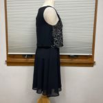 Francesca’s NWT Black Blue Embroidered Glass Beaded Sequins Sleeveless Dress Size M Photo 4