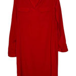 Old Navy V Neck Pockets Roll up Tab Long Sleeve Shift Dress Red Women Large Photo 0
