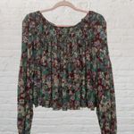 Free People Raisin Combo Floral Mesh Balloon Sleeve Crop Top | Size S Photo 3