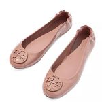 Tory Burch Sz 11 Minnie Travel Patent Leather Ballet Flats Women’s Beige Nude Photo 0
