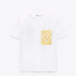 ZARA NWT Crochet Handmade Pocket Short Sleeve T Shirt Small Photo 4