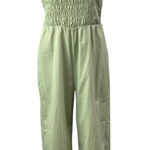 Fashion Union Green Sleeveless Tie Strap Smocked Wide Leg Romper Jumpsuit Size 6 Photo 0