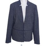 Talbots Navy Houndstooth Blazer Size 6 Navy Collarless Suit Jacket Photo 0