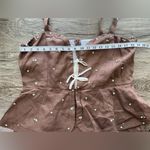 Fanm‎ Mon Helaina Floral Bow Front Sweetheart Neck Sheath Peplum Mini Dress Brown Size XL Photo 4