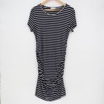 SMALLSHOW Navy White Striped Ruched Maternity Dress Size L Black Size L Photo 1