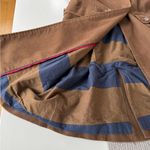 BODEN Brown Flannel Overcoat Trenchcoat Jacket Striped Flannel Lining Size 6 Photo 6