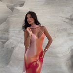 ZARA  Elegant Pink and Orange Maxi Dress scarf evening party wedding  Photo 3