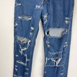 Tommy Hilfiger Vtg Y2K  Distressed Jeans Sz 6 Back Logo Patch Straight Leg Photo 3