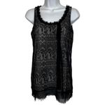 CAbi  Emily Floral Black Lace With  Champagne‎ Lining Chiffon Trim Top EUC XS Photo 1