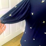 Loft  Navy with 🍋 Short Sleeve Top with Puff Sleeves Photo 3