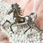 Silver Tone Galloping Horse Brooch Vintage Equestrian Animal Pin Jewelry Country Photo 0