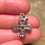 Small Light Pink CZ Cross Silver Pendant Photo 10