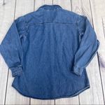 Solutions Denim Christmas Holiday Denim Button Up Shirt Embroidered Small Ugly Blue Photo 7