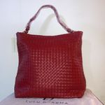 Red Woven Lulu Dharma Bucket Bag Purse & Dust Bag Photo 4