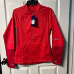 ASICS Liteshow Winter 1/2 Zip Up Long Sleeve Top Shirt Athletic Activewear Gym Workout Running Red Small Photo 0