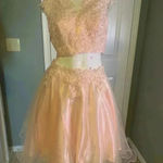 May Queen Couture Two Pieces Short Prom Dress With Precious Beads. Pink Size 8 Photo 6