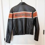 Vintage Harley Davidson Womens Victory Lane #1 Leather Jacket Size Small Heavy Black Photo 3