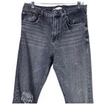 ZARA Distressed Straight Full Length Leg High Rise Stretch Jean 10 Washed Gray Photo 1