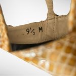 Etienne Aigner Charm Gold Tan Leather Snakeskin Embossed Wedge Sandals 9.5 | EUC Photo 9