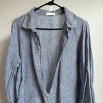 CP Shades  Womens Tunic Top Blue Long Sleeve 100%‎ Linen Medium Photo 1