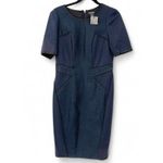 Club Monaco NWT | 6 | Matalin navy blue sheath dress short sleeves body con Photo 1