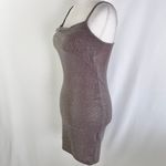Topshop Metallic Foil Spaghetti Strap Bodycon Mini Dress Grey Silver Size 2 Photo 7
