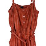 Torrid  Brick Red Striped Challis Wide Leg Jumpsuit Womens 1X Tie Waist Boho Photo 3