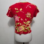 Vintage Ali Miles 90s Red Ribbed Beaded Tropical Crop Top MP Beach Vacation Size undefined Photo 4