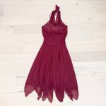 Speechless Y2K Womens Dress S Burgundy Halter Glitter Asymmetrical Party Fairy Photo 6