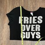 Blush Blinged Fries Over Guys Cropped T-shirt Black With White Writing Large Photo 7