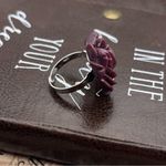 Oversized Vintage Bohemian Style Dark Plum Rose Adjustabke Ring Purple Photo 4