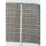 Italy Design Plaid Scarf Cashmere Feel Viscose Fringe Brown Grey Gray Photo 3