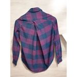Lululemon  Shirt Womens 2 Navy Purple Plaid Flannel Button Up Long Sleeve Fullday Photo 3