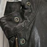 Gap  Women's Black 100% Genuine Leather Belted Zipper Moto Jacket Coat Size XS Photo 5