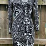 Gianni Bini  long sleeve black and white jacquard mini dress Photo 0