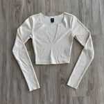 Urban Outfitters White Crop Long-Sleeve Top Photo 0