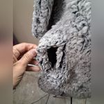 cupio  Black Textured Fabric Cozy Gray Sherpa Vest Photo 1