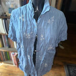 Josephine Chaus  embroidered button down normcore XL denim shirt Photo 0