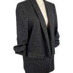 ZARA  Gathered Sleeve Gray Tuxedo Oversized Blazer Size Large Wool Blend Photo 7