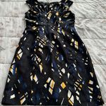 Tahari Arthur S. Levine Geometric Black Structured Exposed Zipper Back Knee Length Dress, size 6 Photo 11