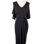 Calvin Klein Jumpsuit 8 Black Cold Shoulder Stretch Belt V-Neck Photo 15
