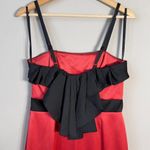 Vtg BCBG Paris Satin Ruffle Bodycon Mini Dress Women's 6 Red Black Cocktail Y2K Photo 8