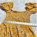 Flynn Skye Justine Romper Women's Medium Orange Floral Puff Sleeve Smocked RTR Photo 7