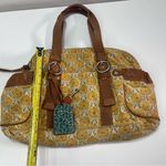 Fossil  Floral Shoulder Bag Hobo Boho Key Charm Leather Trim Side Pockets Cottage Photo 1