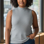 Banana Republic  XXL‎ Extra Fine Merino Wool Gray Mock Neck Knit Tank Photo 0