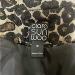 Clara SunWoo Leopard Cheetah‎ Belted Cropped Trench Coat Size Medium Brown Photo 3